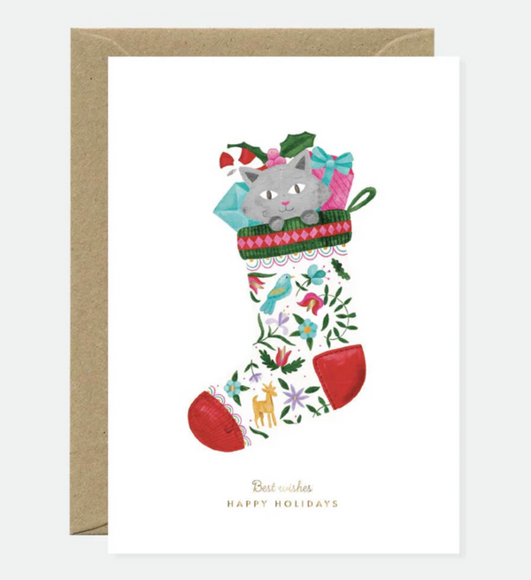 All The Ways to say. Gold Cat Sock Card