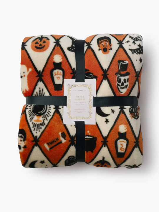Rifle Paper Co. Halloween Argyle Fleece Blanket