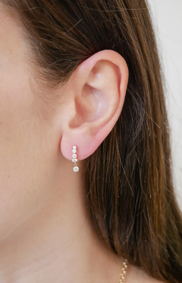 EF Collection Graduated Diamond Drop Mini Huggie Earrings