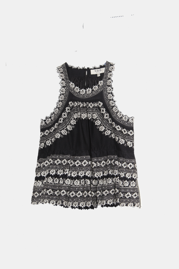 Sea NY Amina Embroidery Tank Top Black