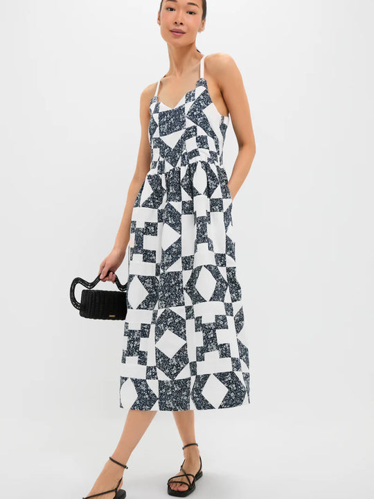 Sea NY Ana Patchwork Printtank Dress Navy