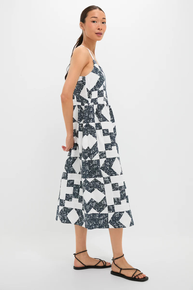 Sea NY Ana Patchwork Printtank Dress Navy