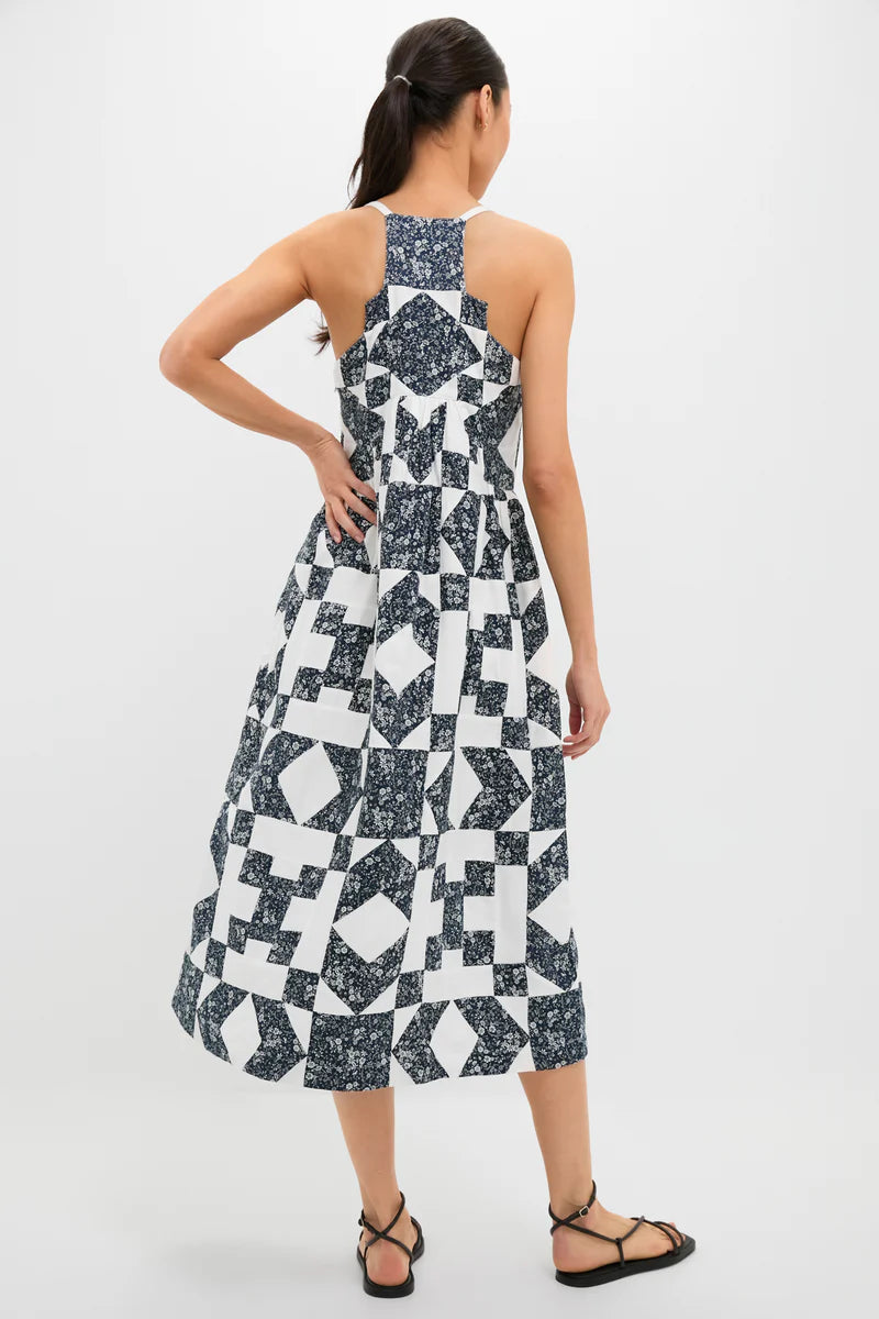 Sea NY Ana Patchwork Printtank Dress Navy