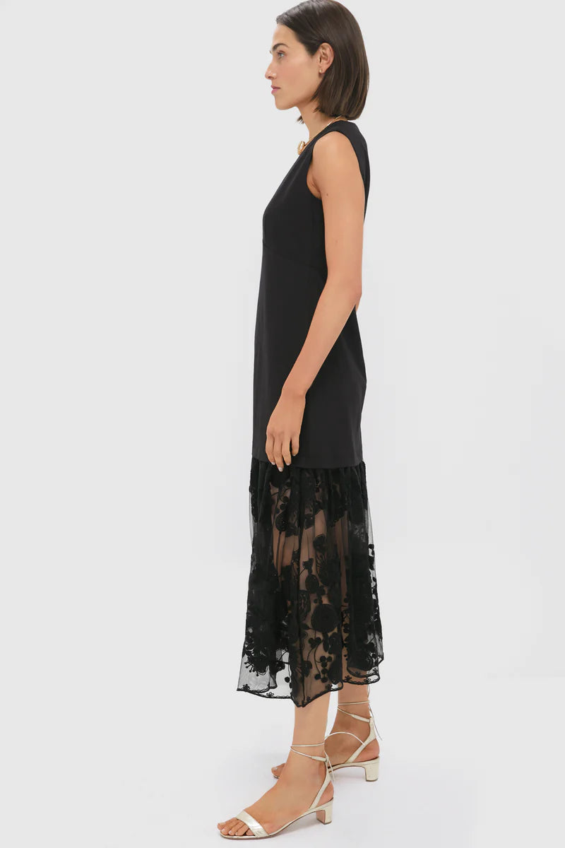 Sea NY Arielle Lace Vneck Mididress Black
