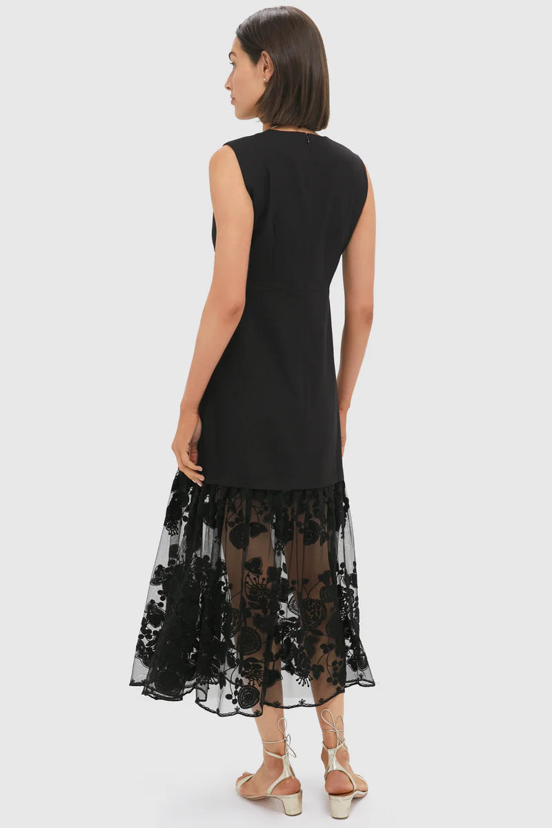 Sea NY Arielle Lace Vneck Mididress Black
