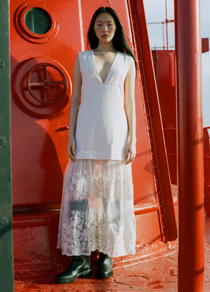Sea NY Arielle Lace Vneck Mididress Cream
