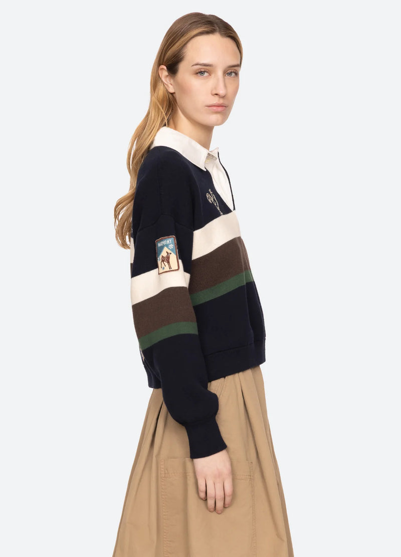 Sea NY Arther Varsity Knit Rugby Shirt Multi