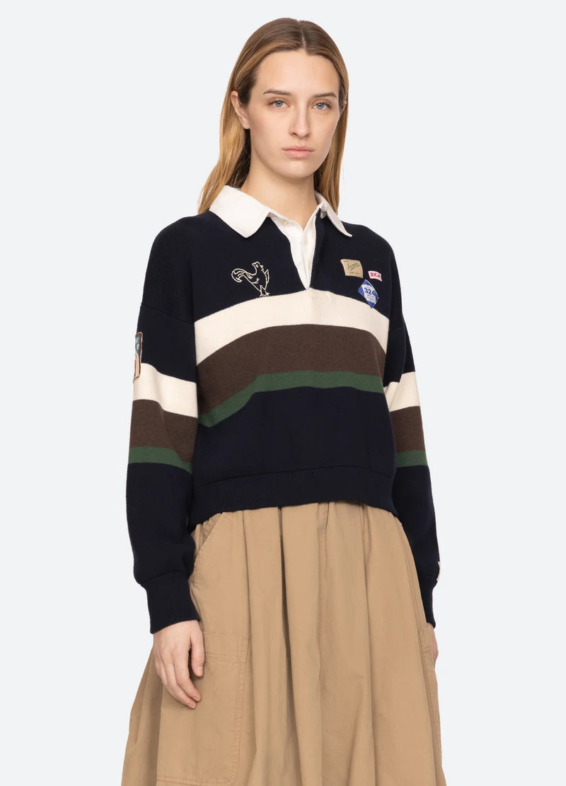 Sea NY Arther Varsity Knit Rugby Shirt Multi