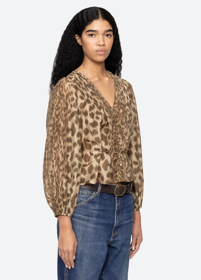 Sea NY Claude Print L/Slv Top Cream