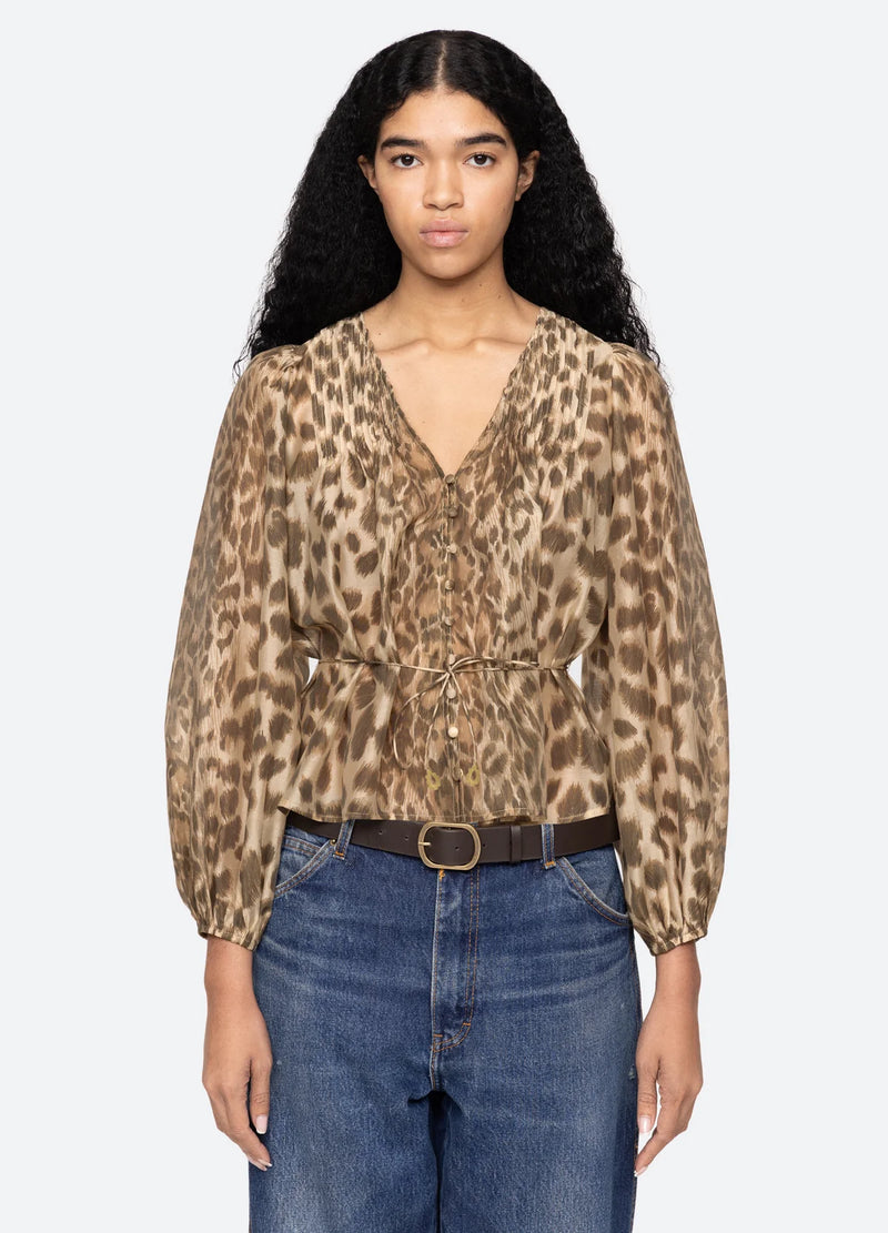 Sea NY Claude Print L/Slv Top Cream