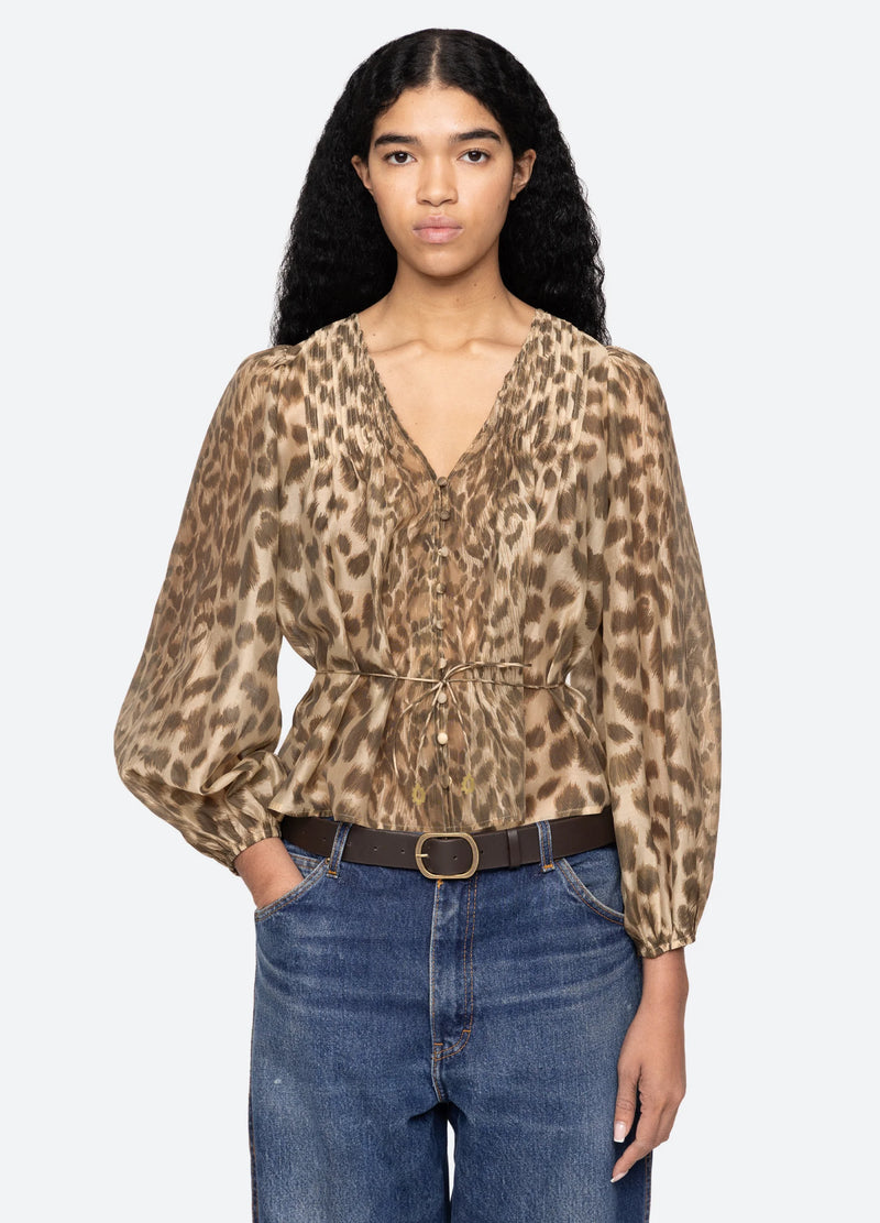 Sea NY Claude Print L/Slv Top Cream