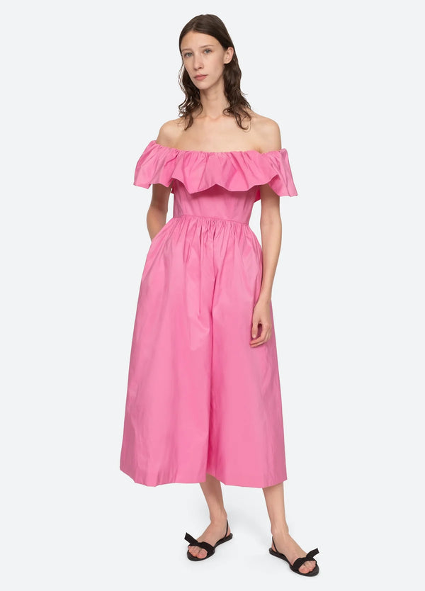 Sea NY Diana Tafeta Off Shoulder Dress Pink
