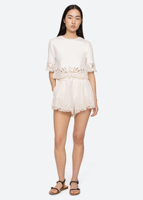 Sea NY Elke Soutache Short White