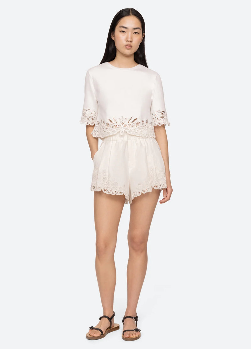 Sea NY Elke Soutache Short White