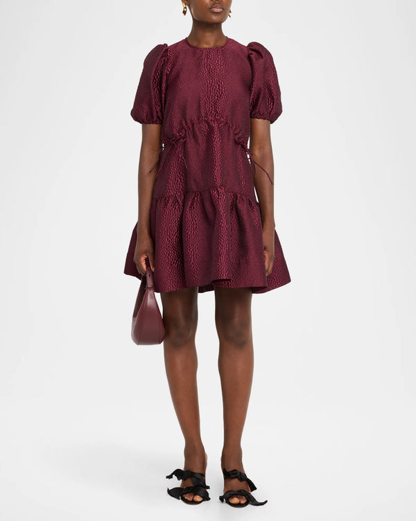 Sea NY Fayetta Embossed S/Slv Mini Dress Burgundy