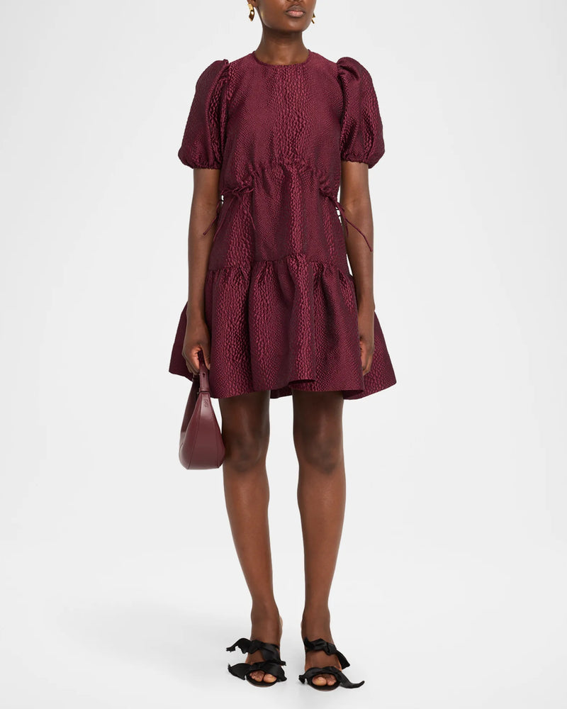 Sea NY Fayetta Embossed S/Slv Mini Dress Burgundy