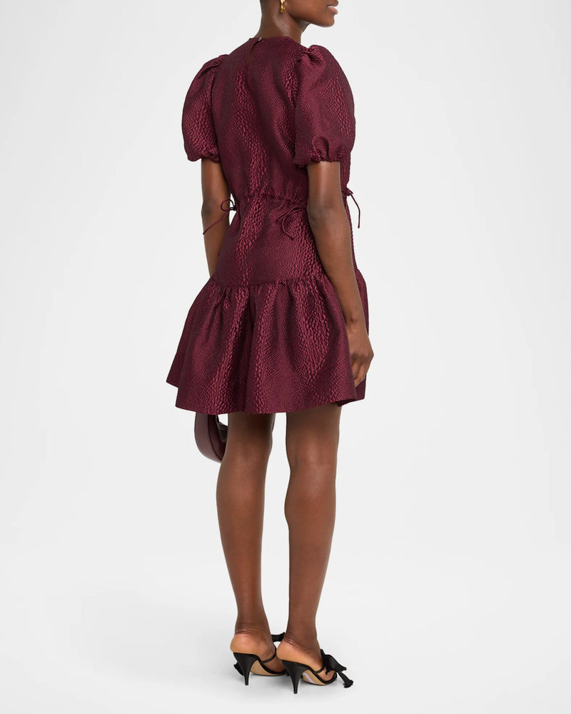 Sea NY Fayetta Embossed S/Slv Mini Dress Burgundy