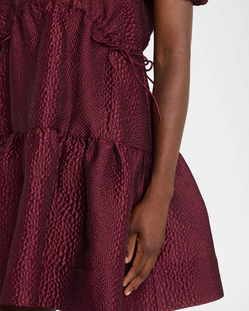 Sea NY Fayetta Embossed S/Slv Mini Dress Burgundy