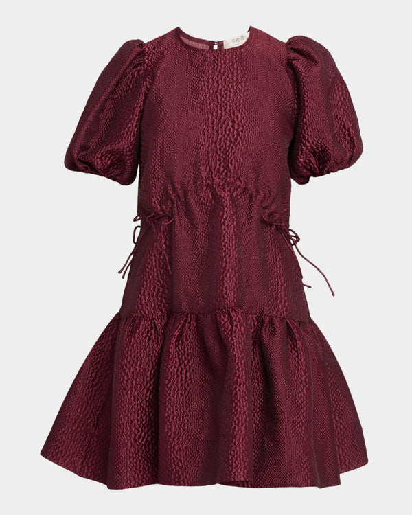 Sea NY Fayetta Embossed S/Slv Mini Dress Burgundy