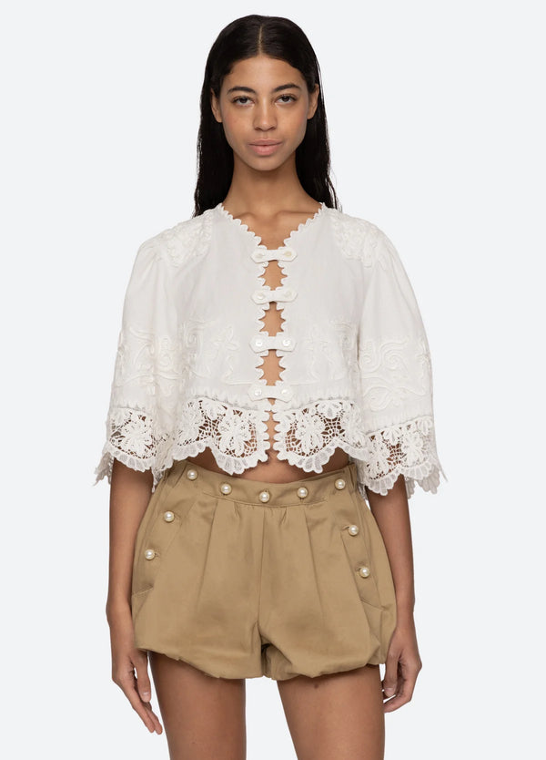 Sea NY Iyla Soutache S/Slv Top White