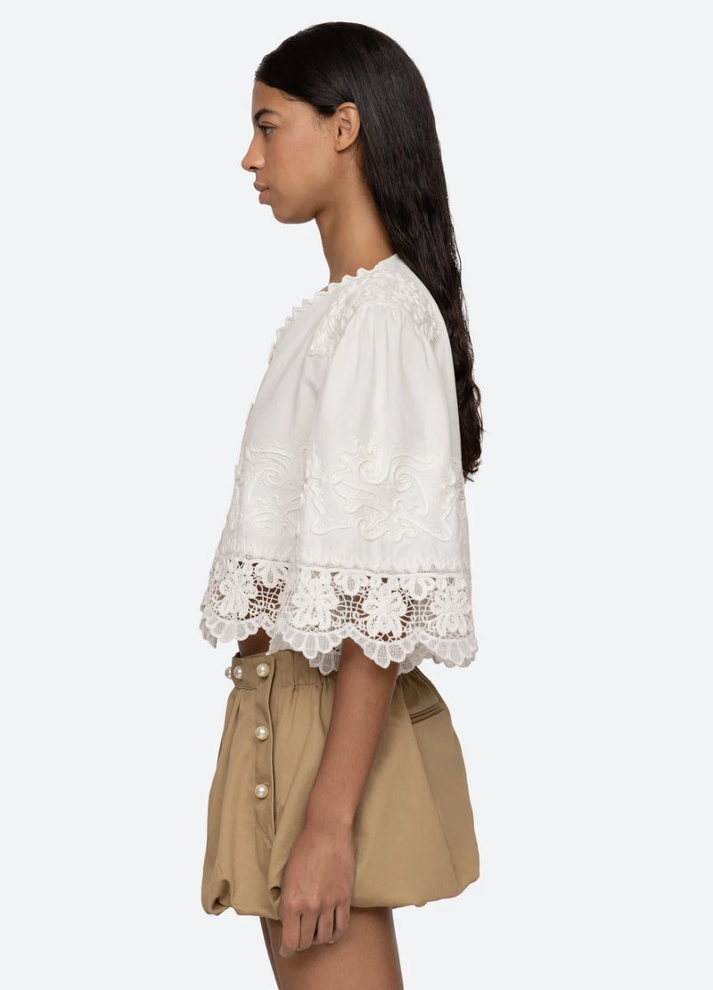 Sea NY Iyla Soutache S/Slv Top White