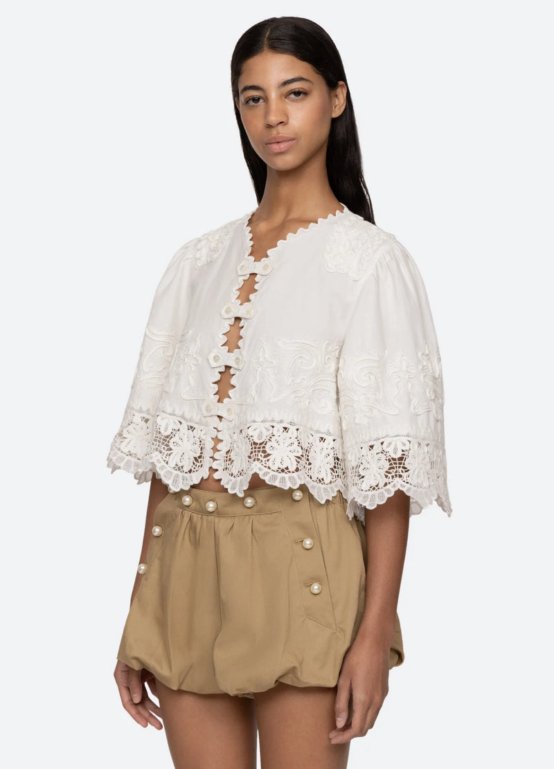 Sea NY Iyla Soutache S/Slv Top White