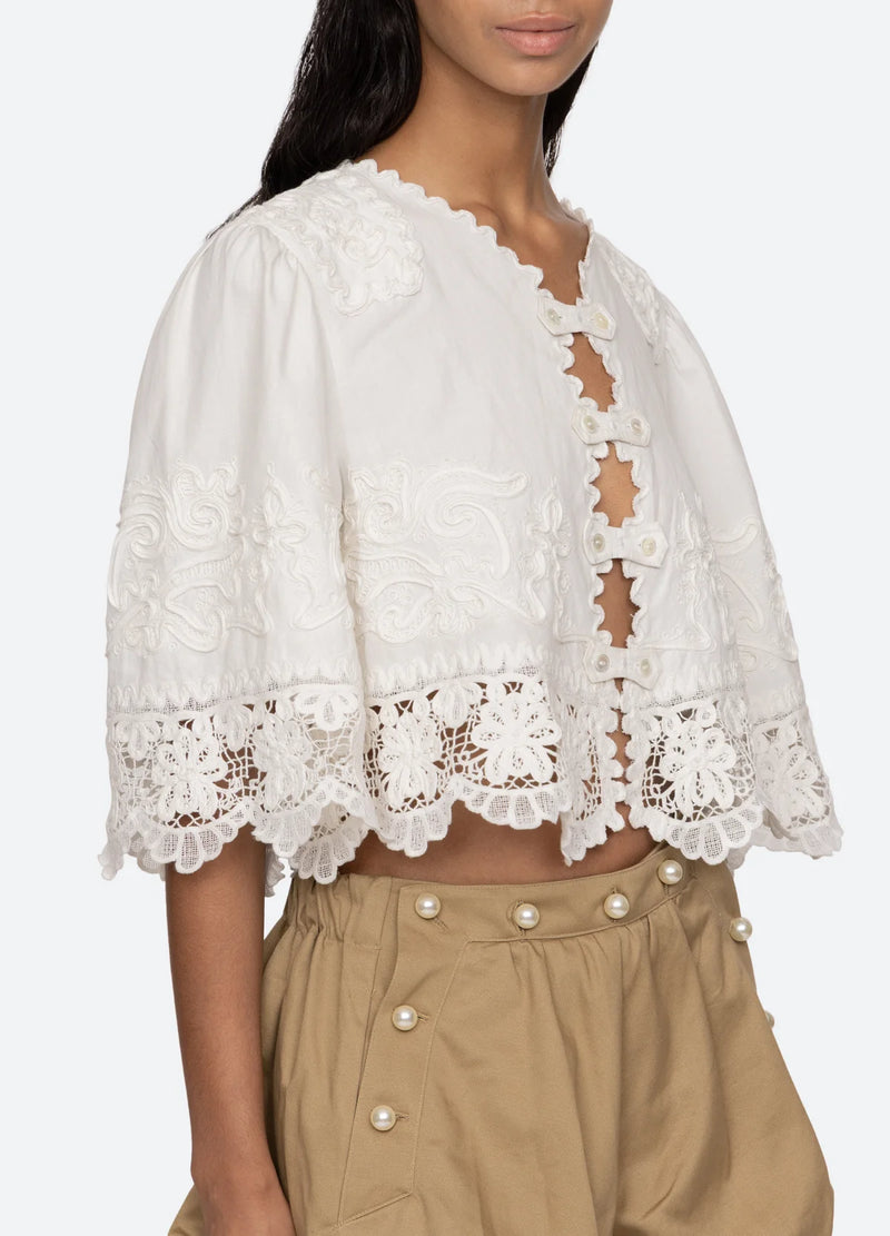 Sea NY Iyla Soutache S/Slv Top White