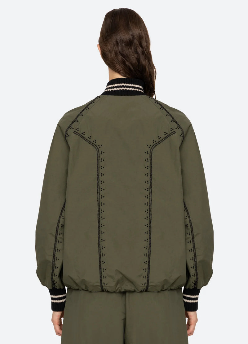 Sea NY Mille Embroidery L/Slv Windbreaker Top Olive