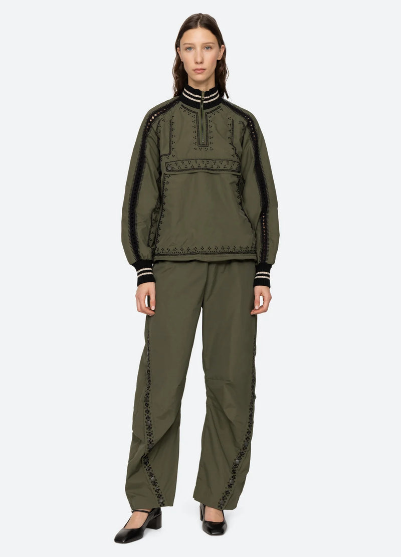 Sea NY Mille Embroidery L/Slv Windbreaker Top Olive