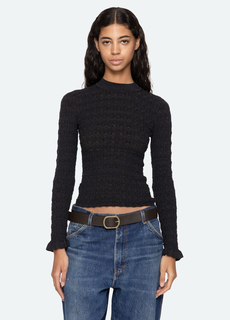 Sea NY Ruby Knit L/Slv Top Black