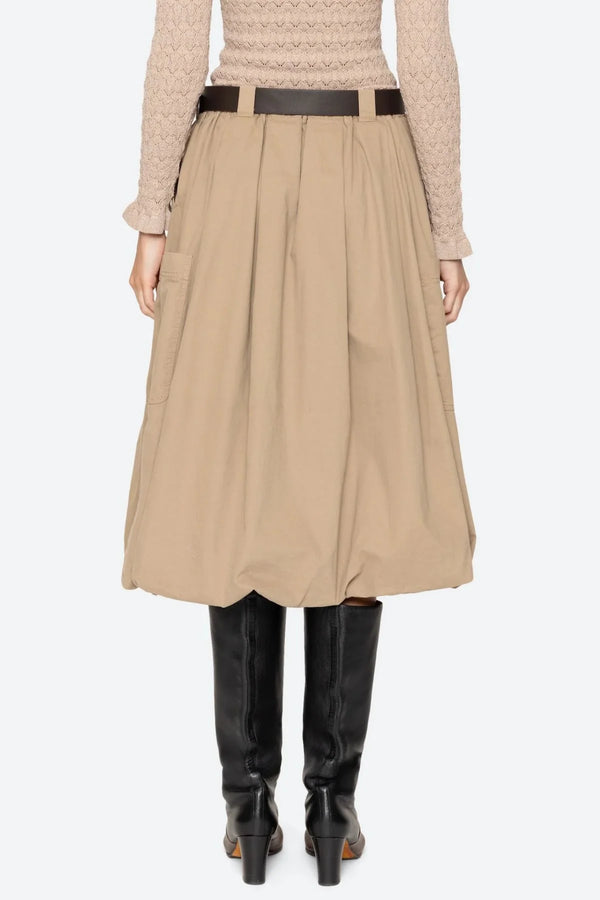 Sea NY Sullivan Sportswear Belted Bubble Skirt Camel