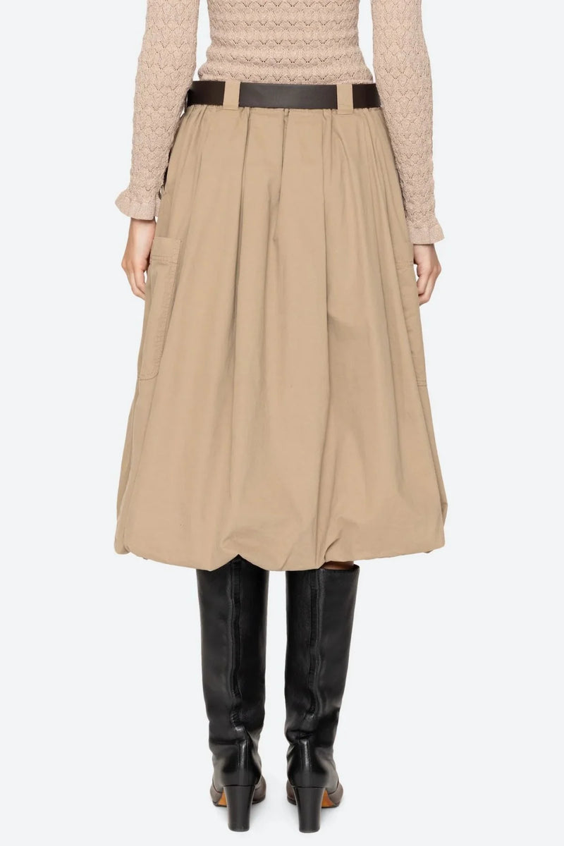 Sea NY Sullivan Sportswear Belted Bubble Skirt Camel