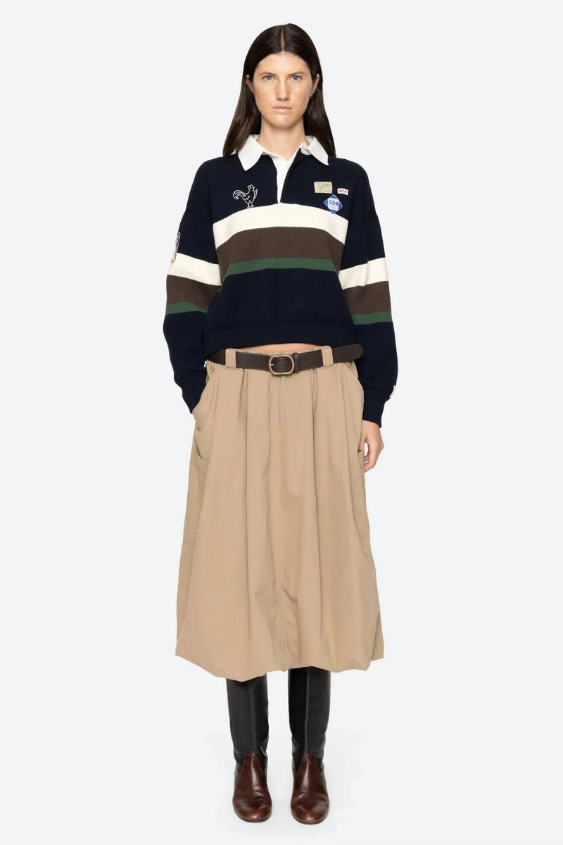 Sea NY Sullivan Sportswear Belted Bubble Skirt Camel