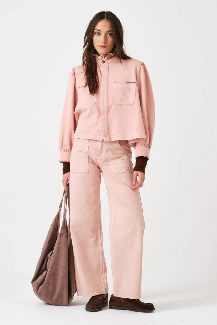 Seventy + Mochi Ziggy Cropped Jacket In Peony Pink