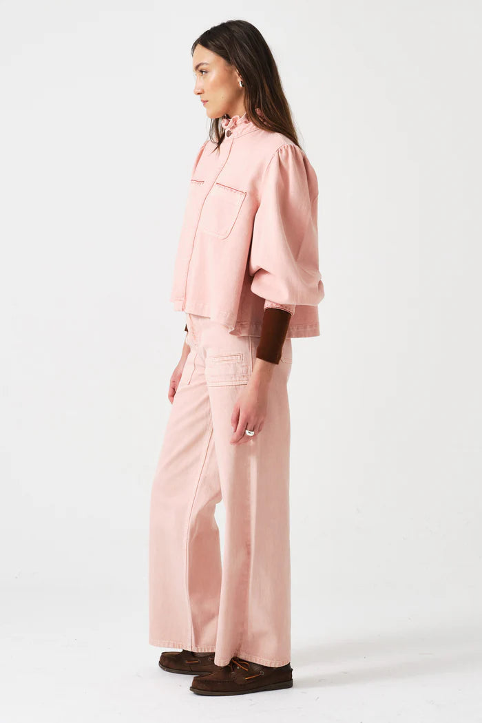 Seventy + Mochi Ziggy Cropped Jacket In Peony Pink