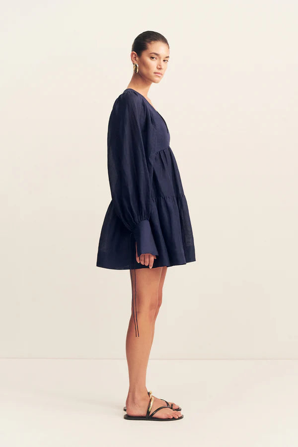 Shona Joy Celeste Long Sleeve Mini Dress Midnight