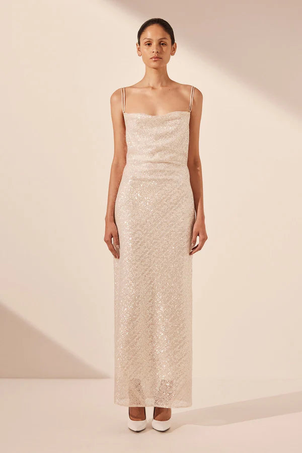 Shona Joy Cowl Maxi Dress Ivory