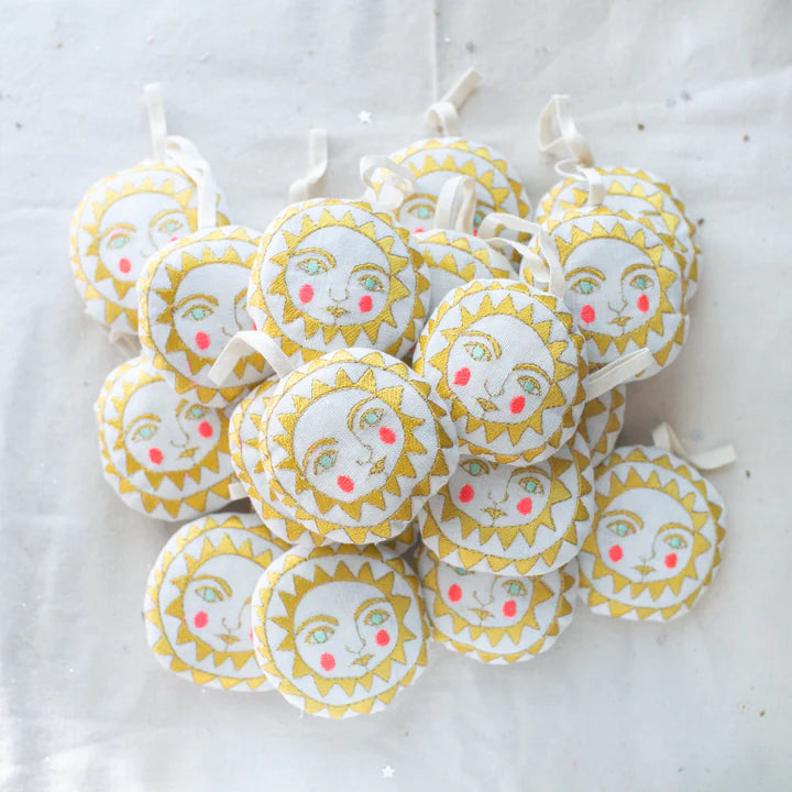 Skippy Cotton Bright Neon Suns, Lavender Ornament