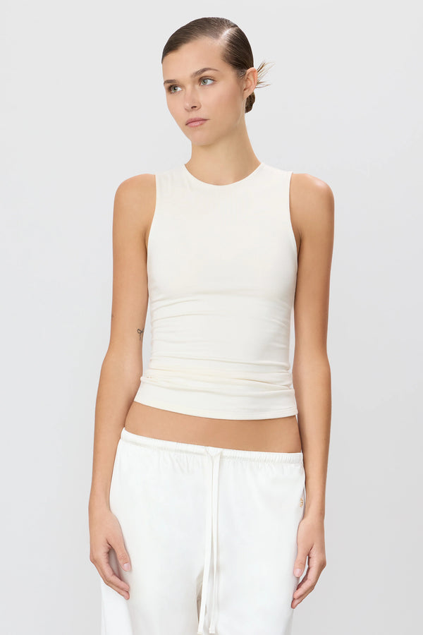 Eterne Sleeveless Crewneck Top Ivory