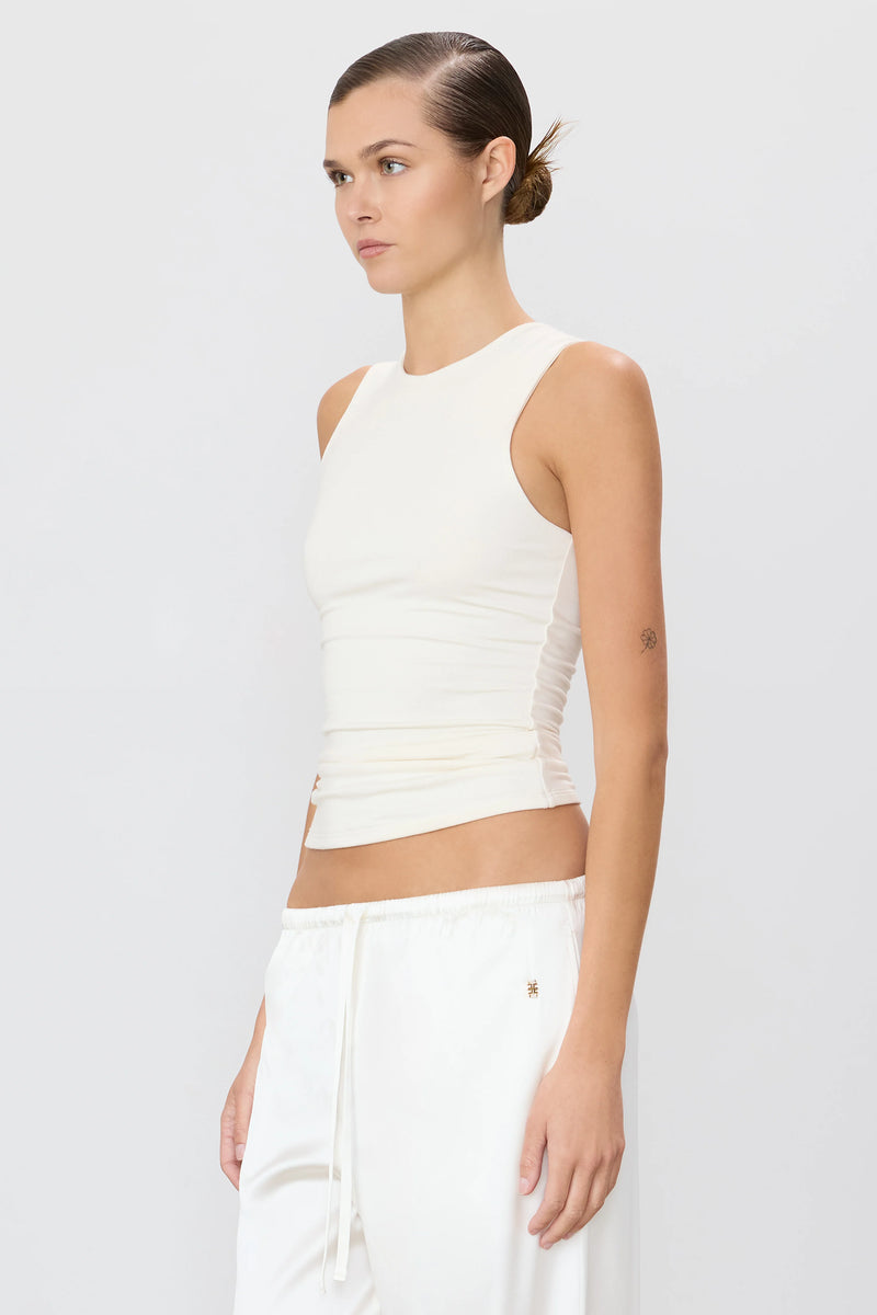 Eterne Sleeveless Crewneck Top Ivory
