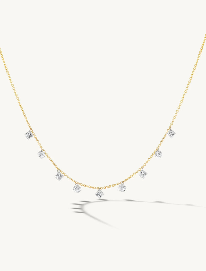 Sophie Ratner Pierced Round & Princess Diamond Necklace