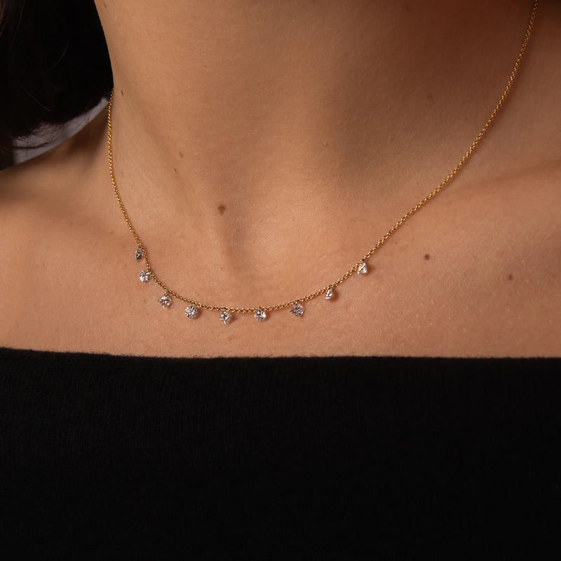 Sophie Ratner Pierced Round & Princess Diamond Necklace