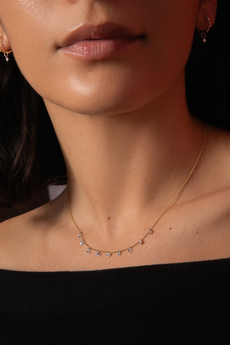 Sophie Ratner Pierced Round & Princess Diamond Necklace