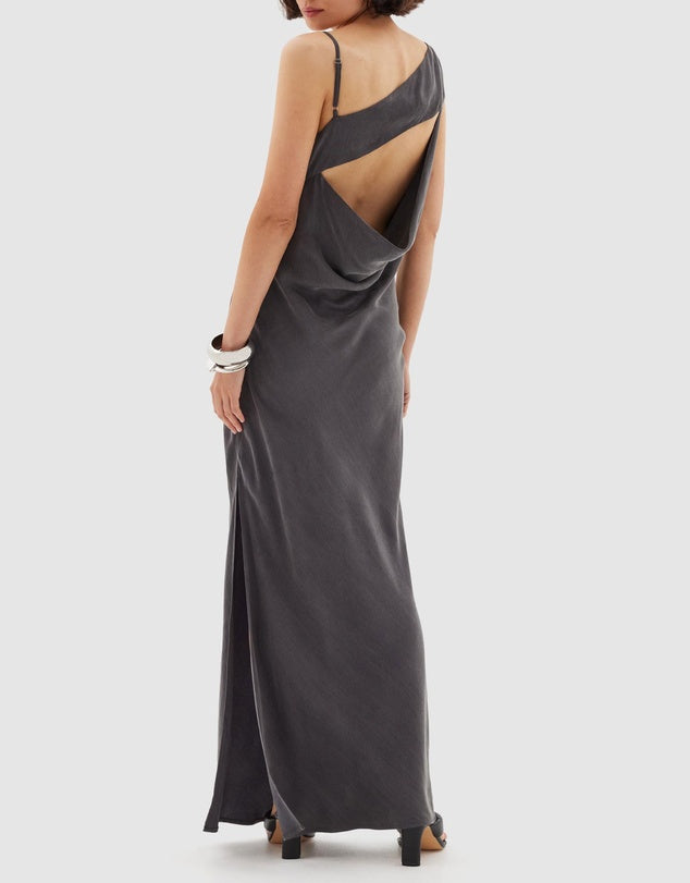 Sovere Isla Asymmetric Slip Dress Graphite