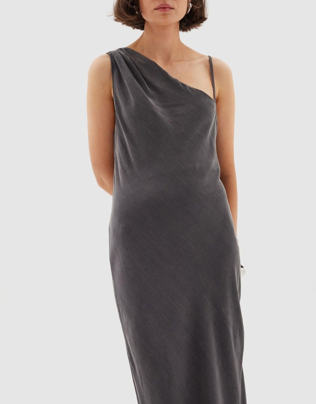 Sovere Isla Asymmetric Slip Dress Graphite