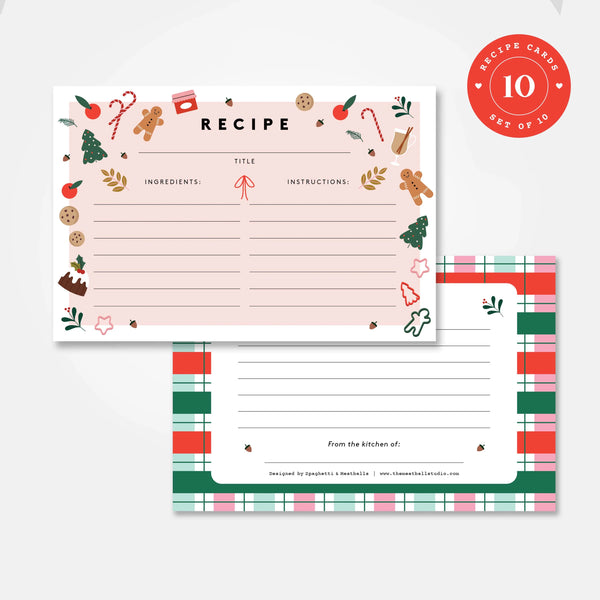 Spaghetti & Meatballs Holiday Recipe Cards- Boxed Set of 10