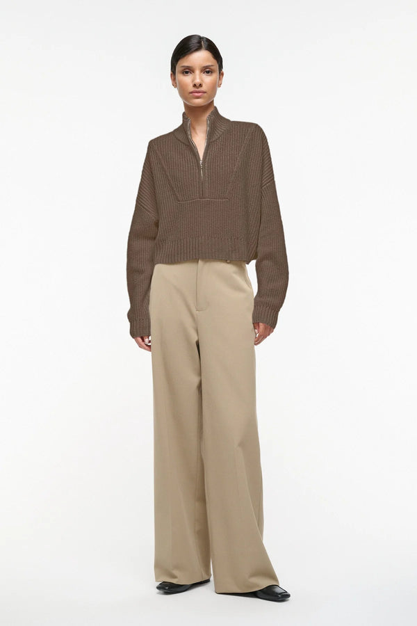 Staud  Cropped Hampton Cashmere Swtr Truffle