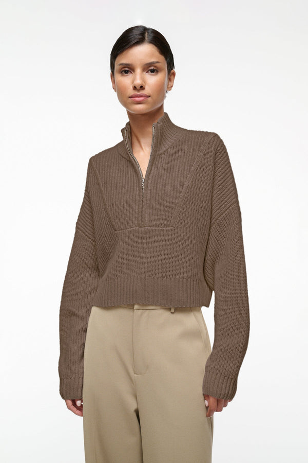 Staud  Cropped Hampton Cashmere Swtr Truffle