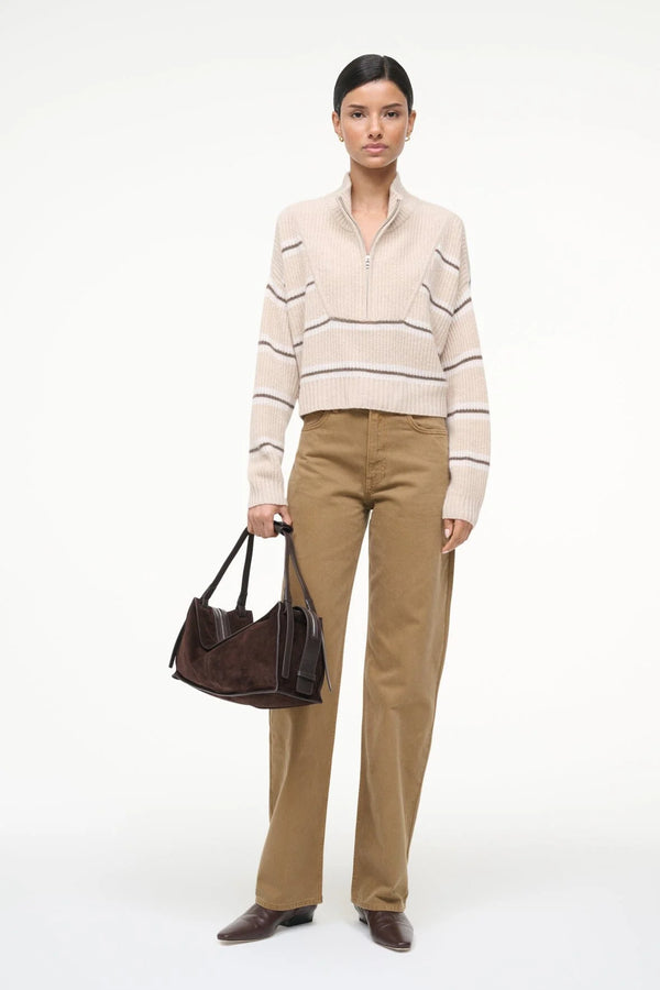 Staud  Cropped Hampton Cashmere Swtr Whisper Stripe