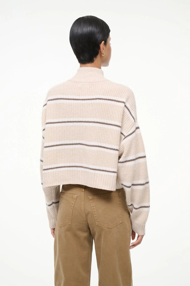 Staud  Cropped Hampton Cashmere Swtr Whisper Stripe